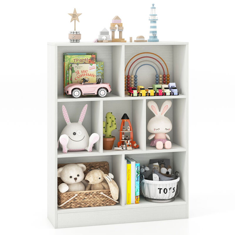 7-Section Freestanding Bookshelf for Kids Room Classroom Daycare Nursery