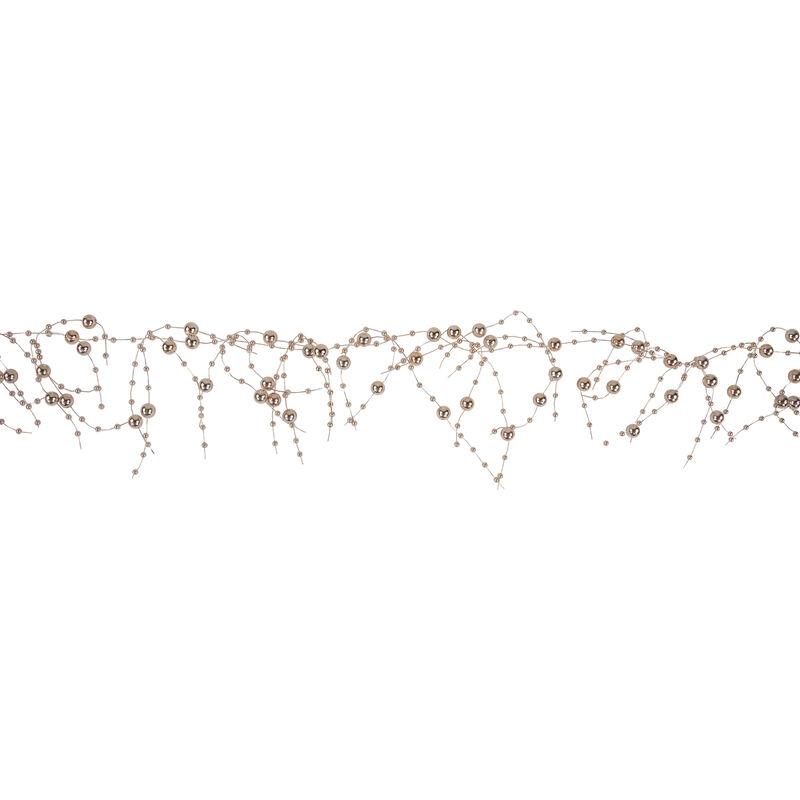 5' x 2" Metallic Rose Gold Beaded Christmas Garland- Unlit