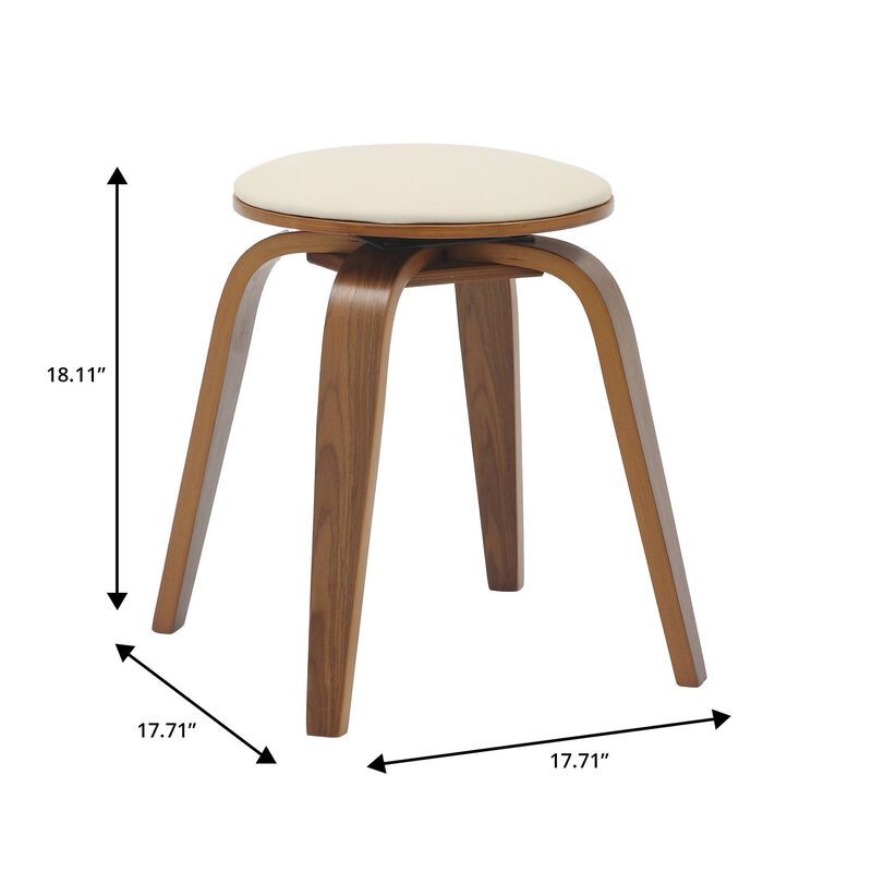 LeisureMod Pelya Mordern Wooden Dining Stool in Brown