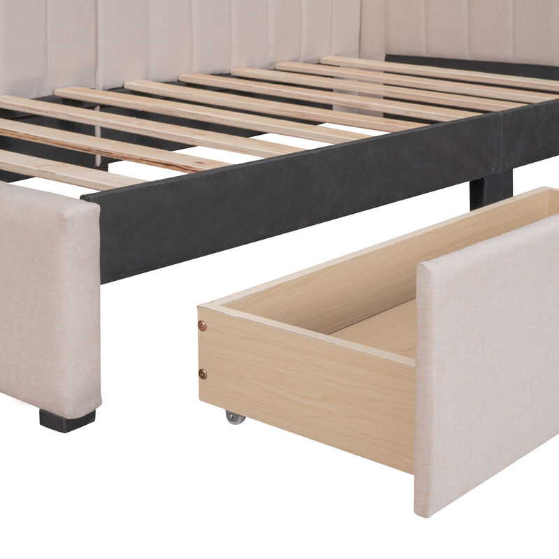 Upholstered Daybed with 2 Storage Drawers