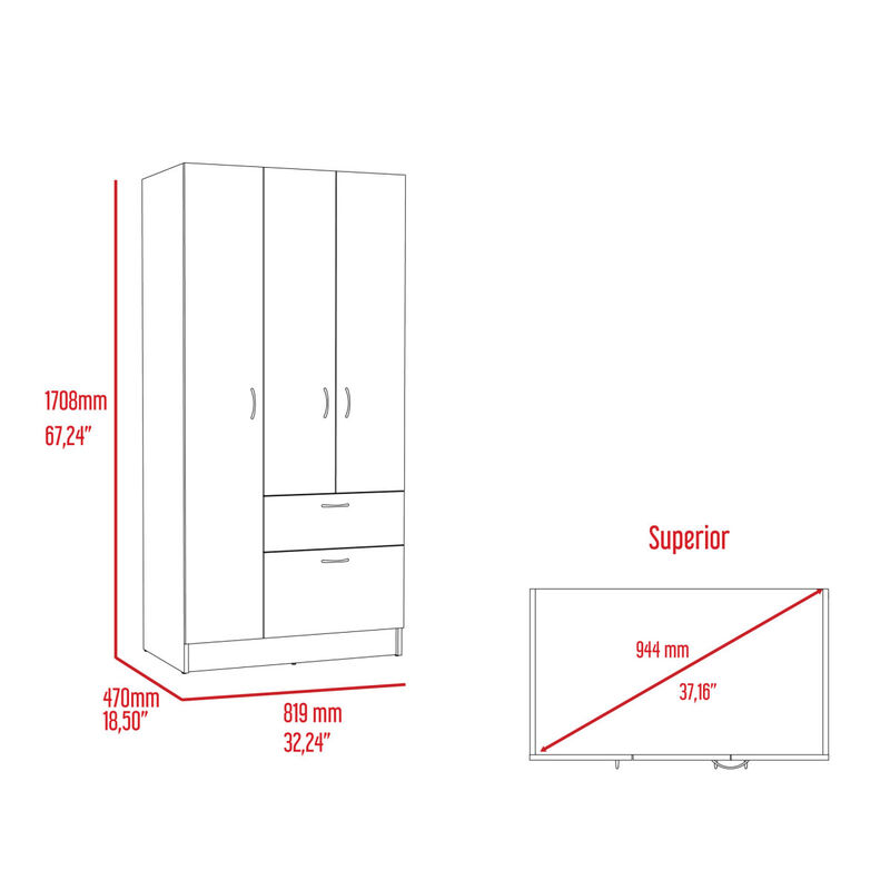 Meredith 1-Drawer Rectangle Armoire Black Wengue And White