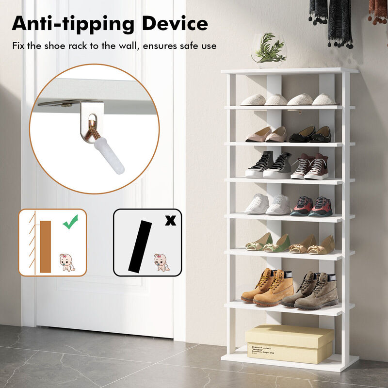 7-Tier Dual Shoe Rack Free Standing Shelves Storage Shelves Concise