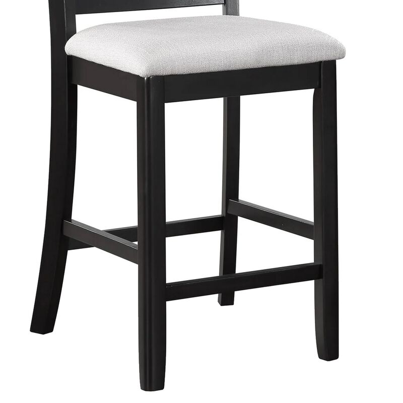 Nick 5 Piece Counter Height Dining Table and Chairs Set, Black, White - Benzara