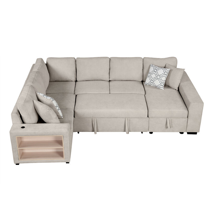 Merax U-shaped Sectional Sofa Pull-out Sofa Bed