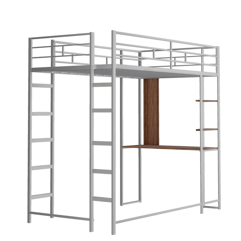 Merax Loft Bed Frame with 2 Built-in Ladders