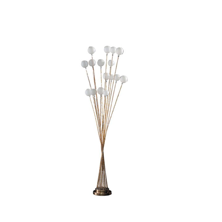 61.5" In 16-Light Acrylic Globe Aluminun LED Chrysanthe Yellow Gold Metal Floor Lamp