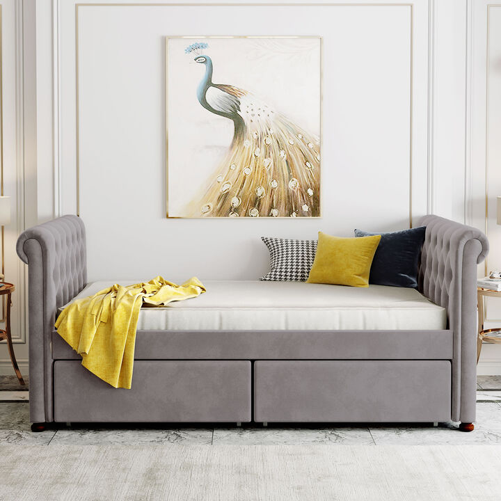 Merax Upholstered Daybed Bed with Drawers
