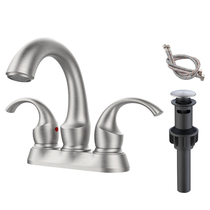 Elegant 2-Handle Centerset Bathroom Faucet with Swan Spout and Water Hoses