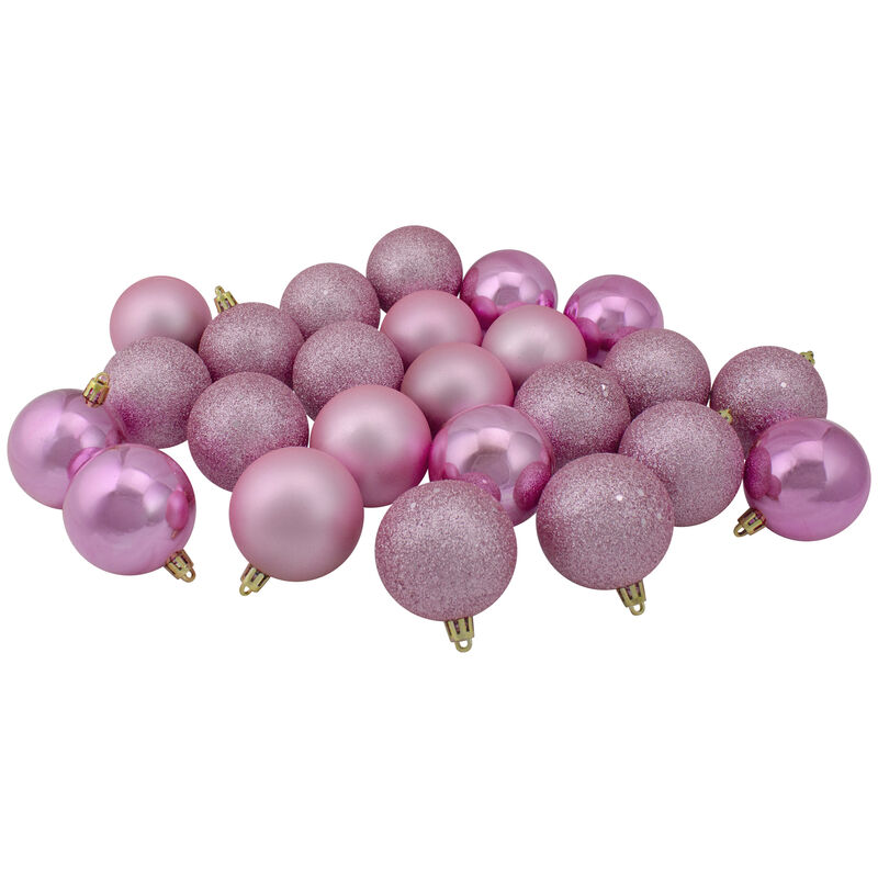 60ct Bubblegum Pink Shatterproof 4-Finish Christmas Ball Ornaments 2.5" (60mm)