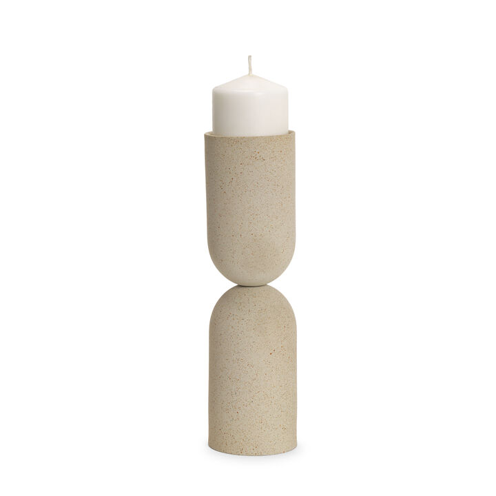 Qamra Tall Beige Candle Holder
