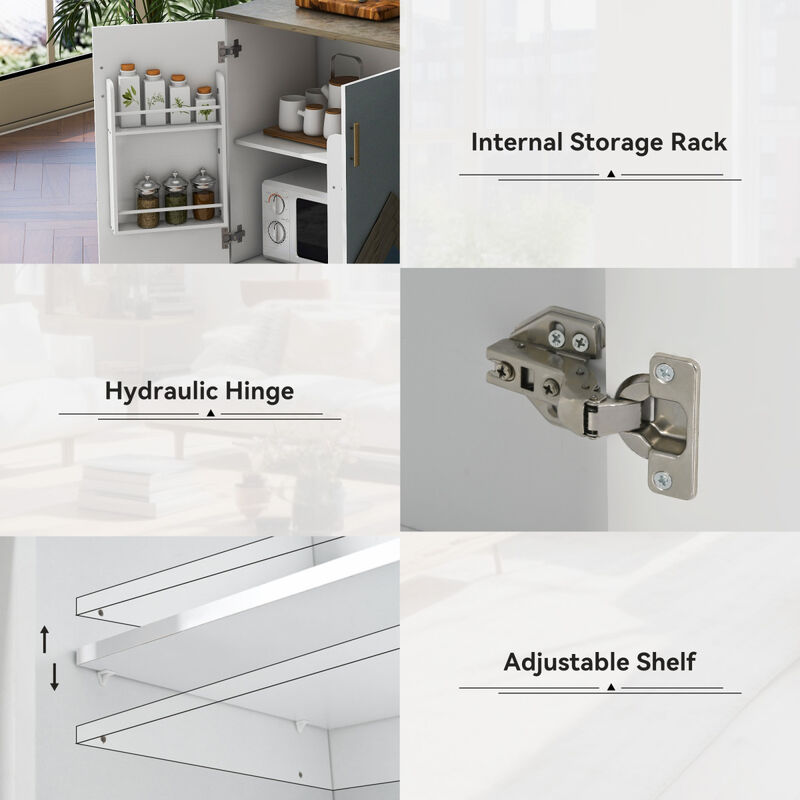 Streamdale Farmhouse Kitchen Island on Wheels with Storage Rack