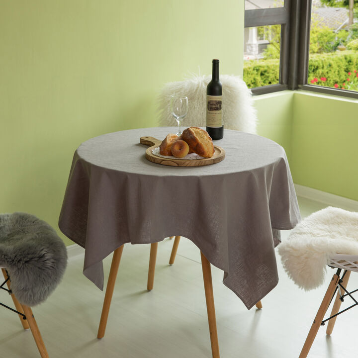 Deerlux 100% Pure Linen Washable Tablecloth Solid Color, 52" x 52" Square White