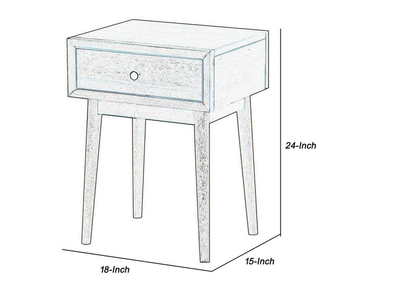 1 Drawer Wooden End Table with Splayed Legs, Walnut Brown-Benzara