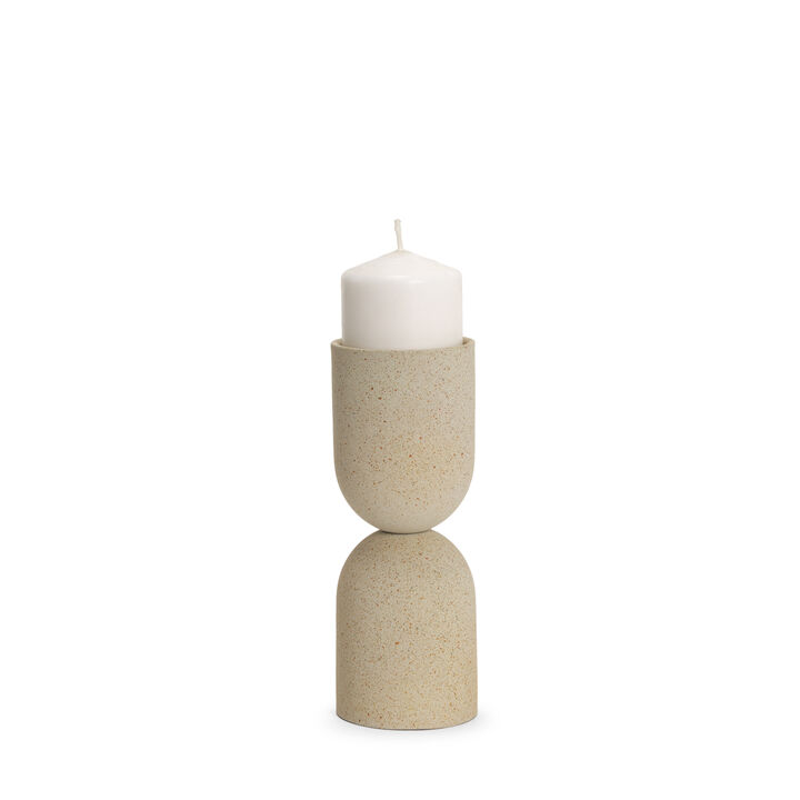 Qamra Short Beige Candle Holder