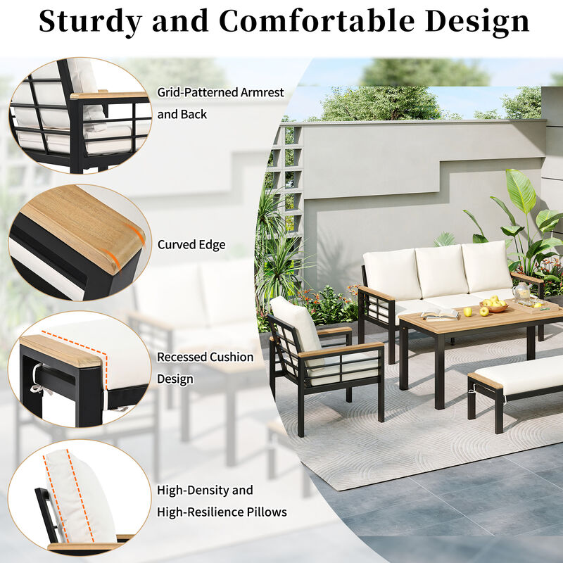 Merax 5 Pieces Outdoor Conversation Set Seating Set