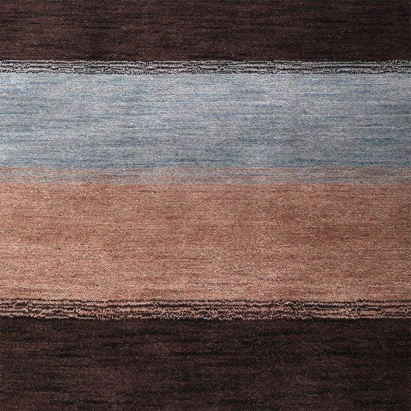 RUGSOTIC CARPETS HAND KNOTTED LOOM WOOL ECO-FRIENDLY AREA RUGS  - 6'x9', Rectangle, Brown Light Blue Color, Contemporary Modern Design, High Pile Handmade Anti Skid Rugs for Living Room (L00206)