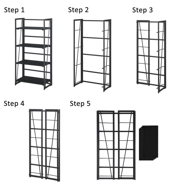 Convenience Concepts Xtra Folding 4 Tier Bookshelf, White/White