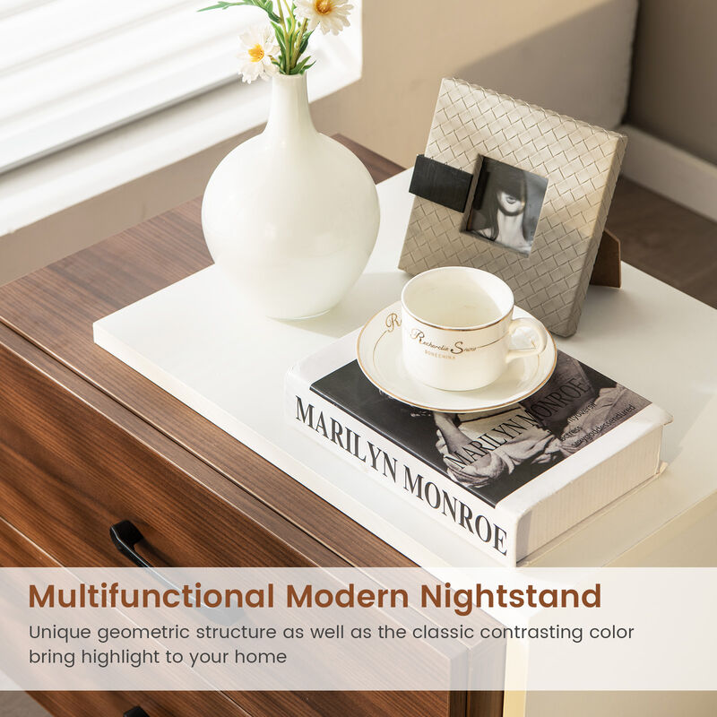 Modern Nightstand with 2 Drawers for Bedroom Living Room