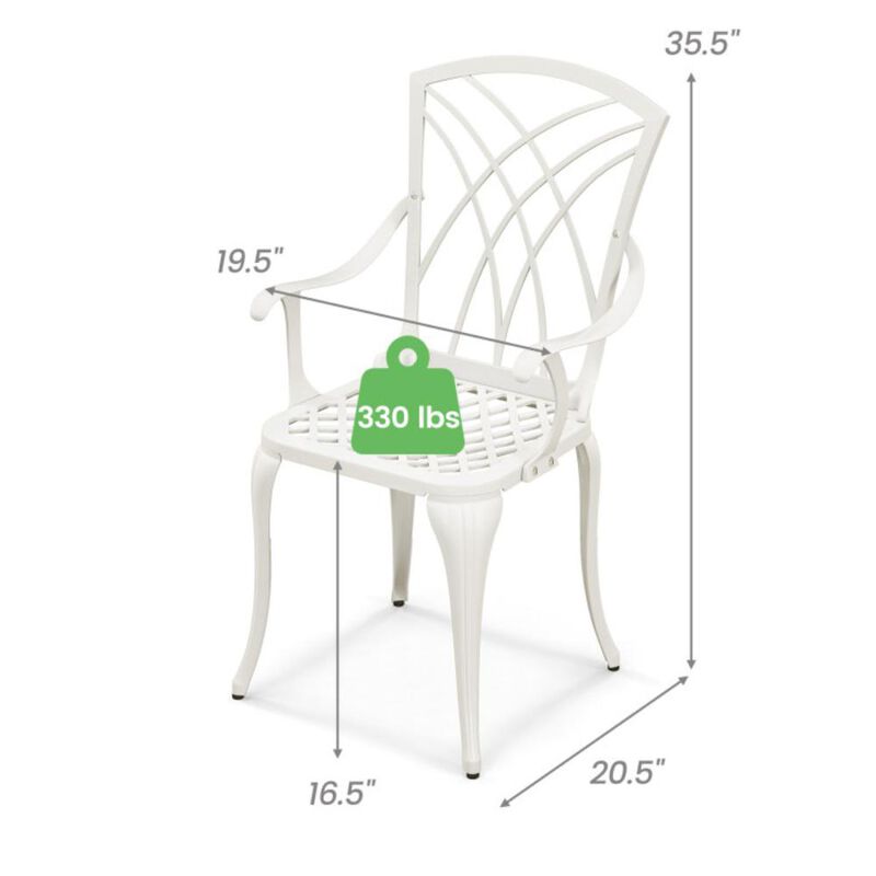 Hivvago Set of 4 Cast Aluminum Patio Dining Chairs with Armrests and Decorative Patterns