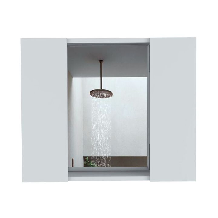 DEPOT E-SHOP Garnet Medicine Double Door Cabinet, One External Shelf, White