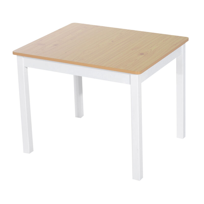Qaba 4-Piece Kids Table Set with 2 Wooden Chairs, 1 Storage Bench, and Interesting Modern Design, Grey/White
