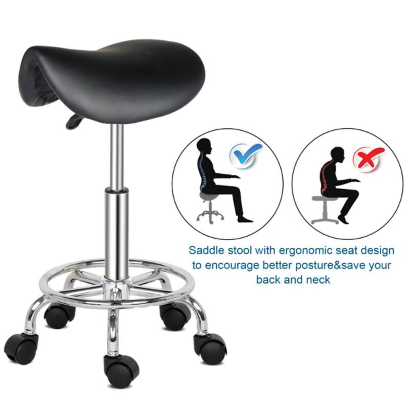 Saddle Stool Swivel Bar Stool with Unique Ha Ha Feet Design for Kitchen & Bar