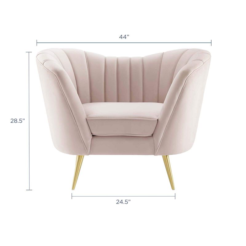 Modway EEI-3874-PNK Opportunity Channel Tufted Performance Velvet Accent Armchair in Pink