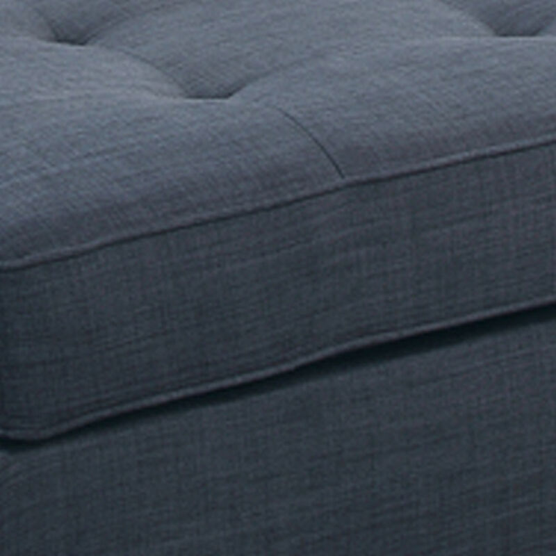 Cocktail Ottoman In Blue Dorris Fabric-Benzara