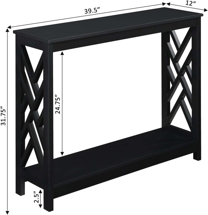 Convenience Concepts Titan Console Table with Shelf, Black