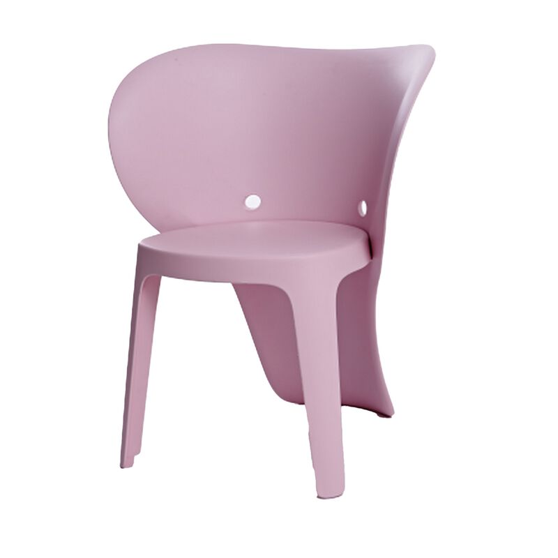 Fyna 16 Inch Kids Chair with Curved Back, Elephant Trunk Design, Pink - Benzara