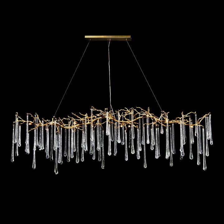 Glass Teardrop Fourteen-Light Horizontal Chandelier