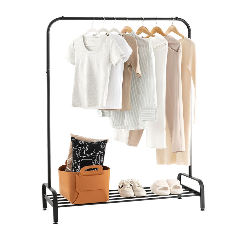 SUGIFT Heavy Duty Clothes Stand Rack with Top Rod and Lower Storage Shelf
