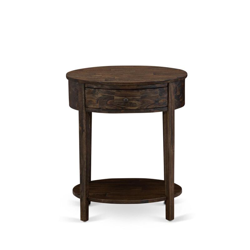 Small End Table with 1 Wood Drawer, Stable and Sturdy Constructed - Distressed Jacobean Finish