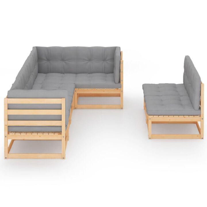 vidaXL 7 Piece Garden Lounge Set with Cushions Solid Pinewood
