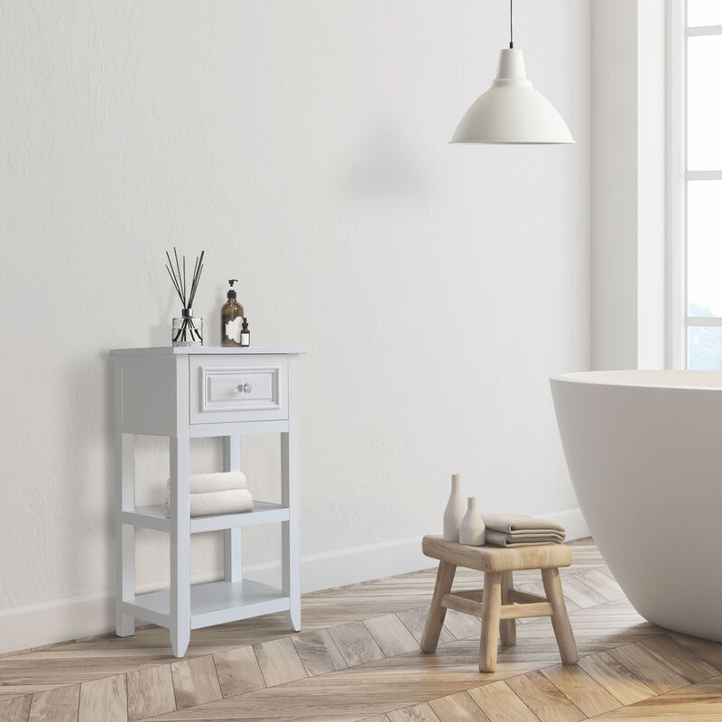 Teamson Home Dawson Wooden Floor Cabinet with 1 Drawer, White