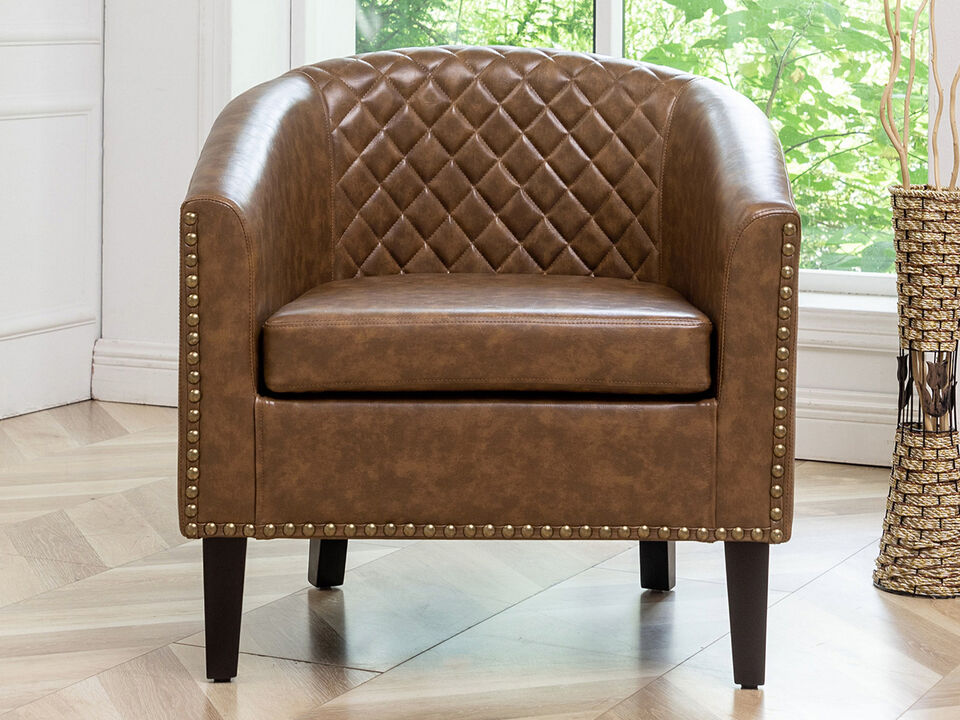 Logan Faux Leather Tufted Club Chair