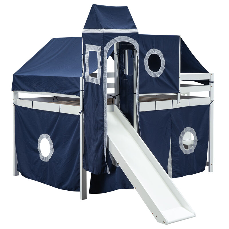 Merax Loft Bed with Tent and Tower