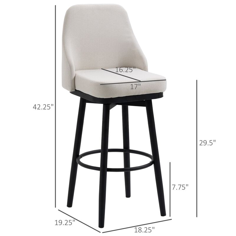 Ivory White Bar Seating: Plush Upholstered Stools with Steel Legs