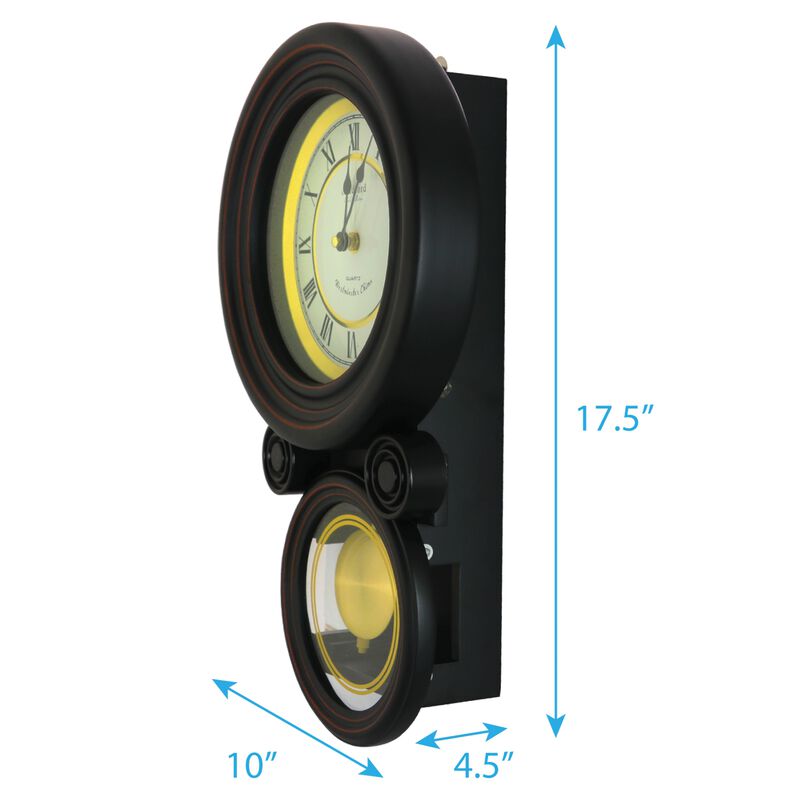 Bedford Clock Collection 16.5 Inch Contemporary Round Wall Clock with Pendulum