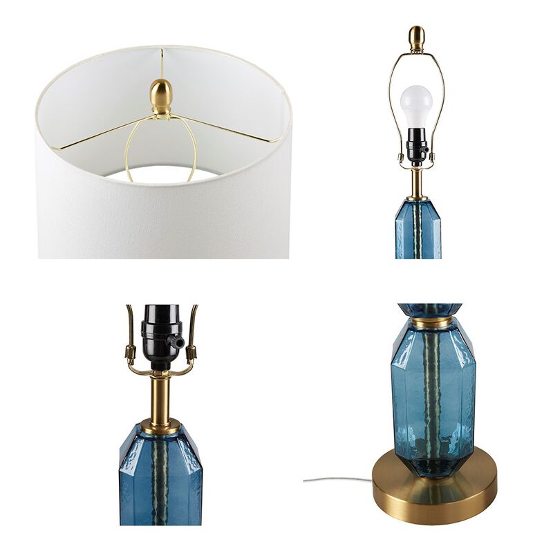 Gracie Mills Roxanne Modern Faceted Brown Glass Table Lamp with 9W LED Bulb