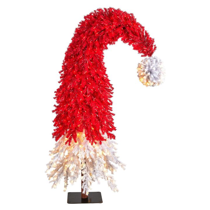 Nearly Natural 9-ft Holiday Red Santa-fts Hat Christmas Tree with 600 LED lights and 1992 Bendable Branches