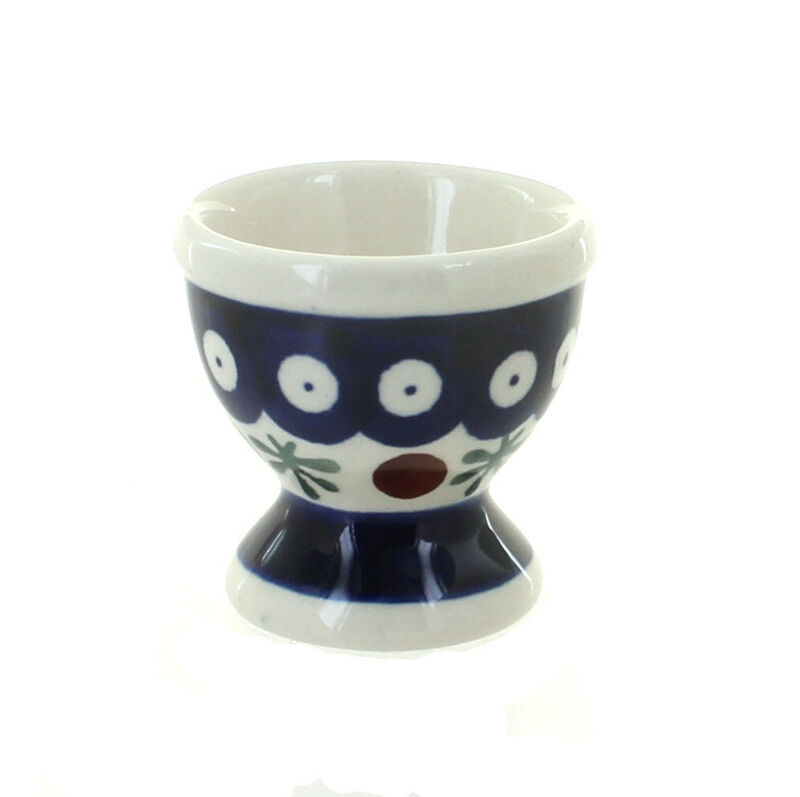 Blue Rose Polish Pottery Flowering Peacock Egg Cup