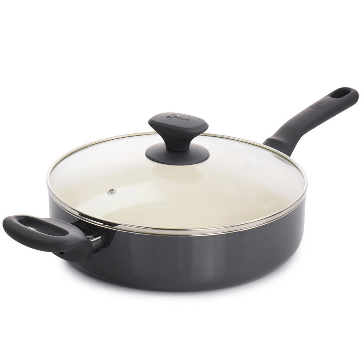 Spice by Tia Mowry Savory Saffron 16 Piece Ceramic Nonstick Cookware Set in Grey