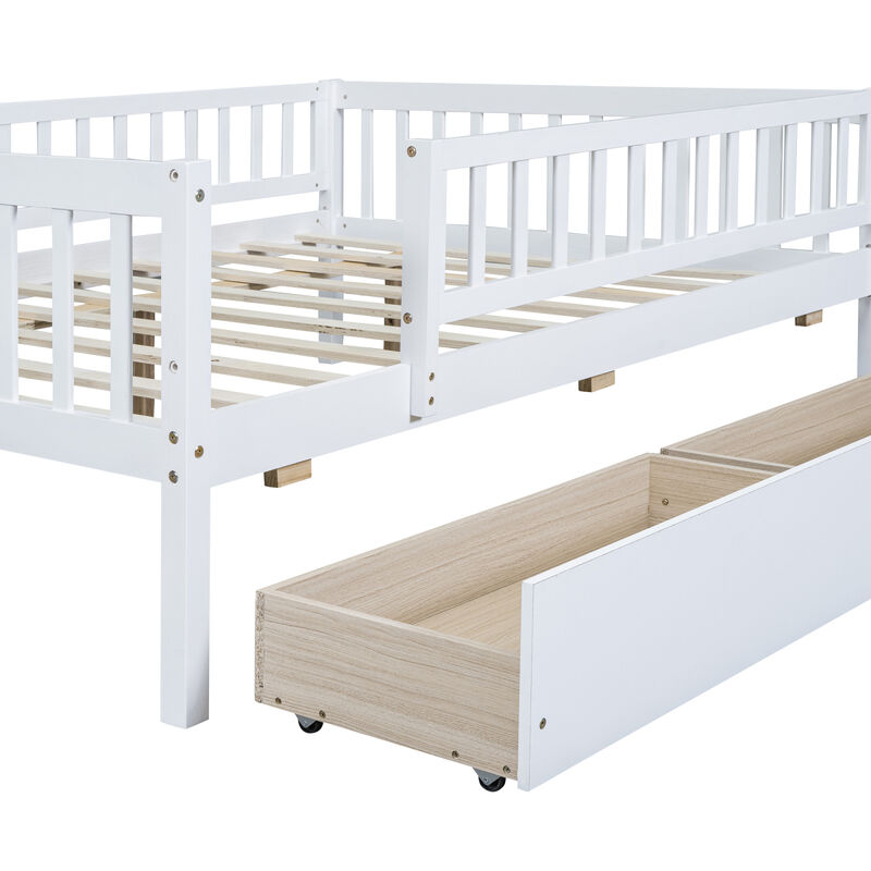 Full Size Daybed Wood Bed With Two Drawers