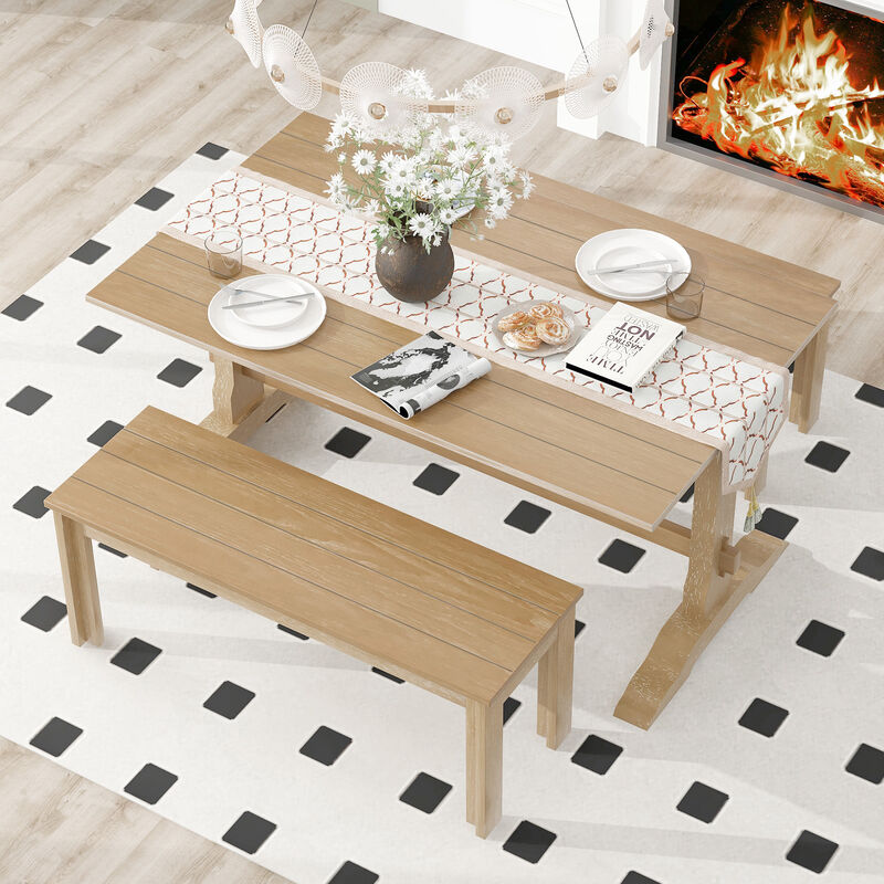 Merax 3-Piece Retro Dining Set with Benches