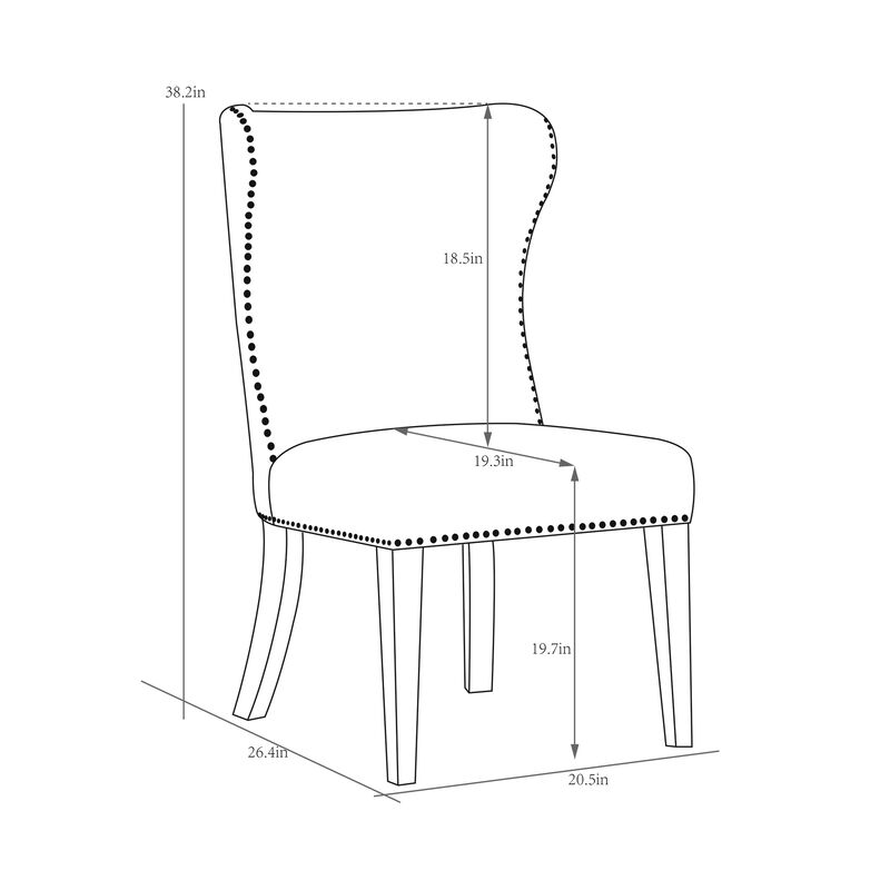 Pasargad Home Elara Design Upholstered 2 Pieces Dining Chair Set, Ivory