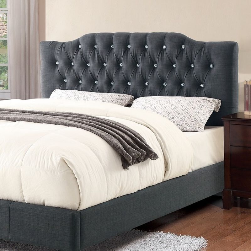 Modern Gorgeous Polyfiber Tufted Queen Size Bed 1 Piece Bed Frame Upholstered Headboard