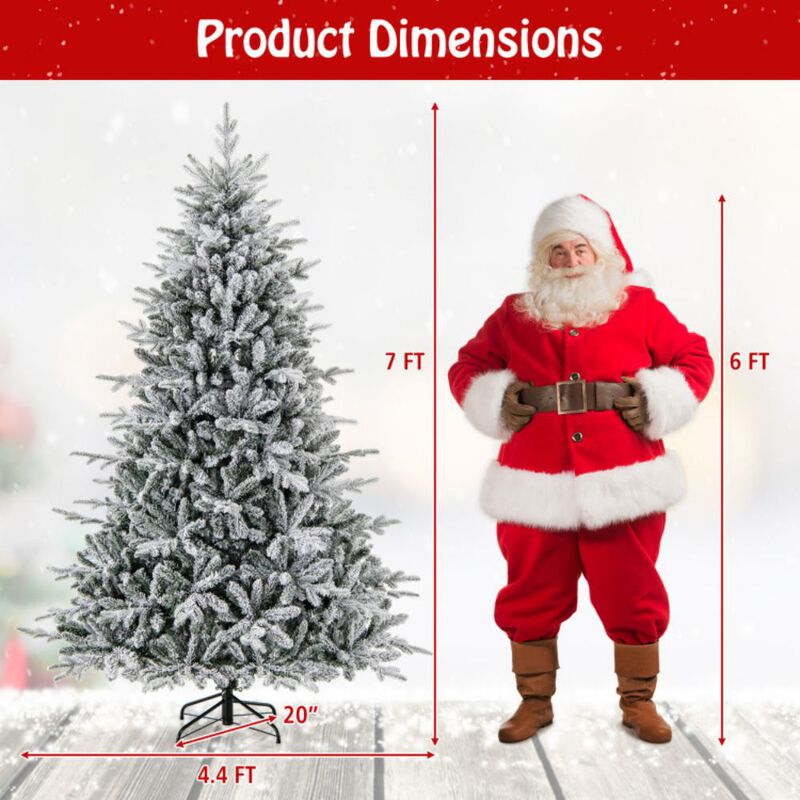 Flocked Christmas Tree with 8 Lighting Modes and Multi-Color LED Lights