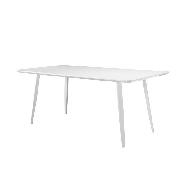 Hle 71 Inch Dining Table, 6 Seater Rectangular Tabletop, White Lacquer - Benzara