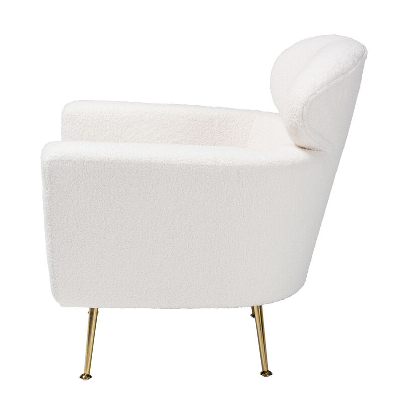 Baxton Studio Fantasia Modern White Upholstered and Gold Metal Armchair